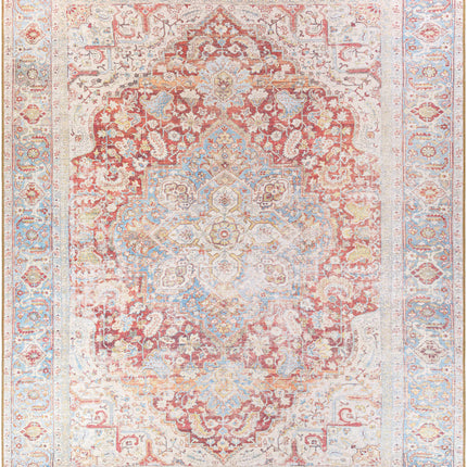 Cream Rust Leeston Vintage Washable Area Rug - Clearance Rugs TriadCommerceInc
