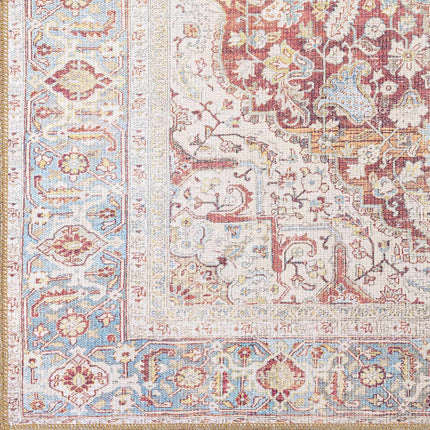 Cream Rust Leeston Vintage Washable Area Rug - Clearance Rugs TriadCommerceInc