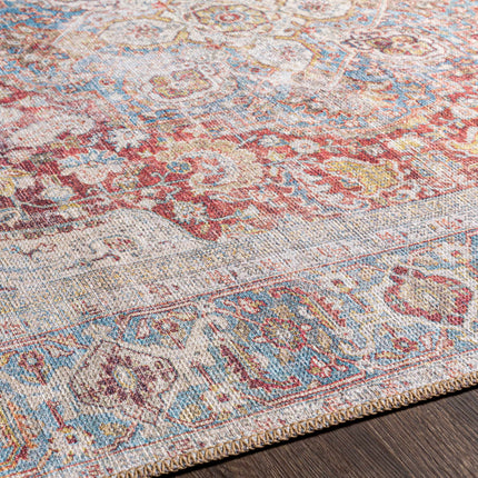Cream Rust Leeston Vintage Washable Area Rug - Clearance Rugs TriadCommerceInc