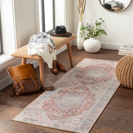 Cream Rust Leeston Vintage Washable Area Rug - Clearance Rugs TriadCommerceInc