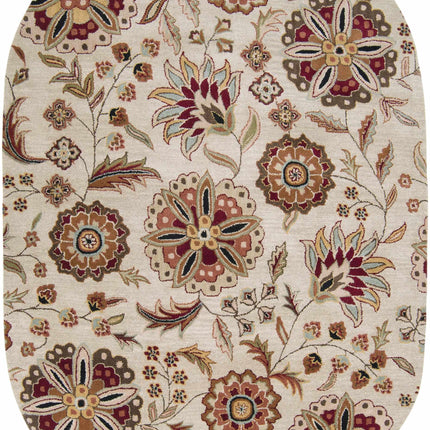Longford Beige Floral Wool Carpet Rugs TriadCommerceInc 6' x 9' Oval