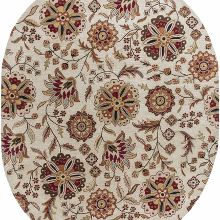 Longford Beige Floral Wool Carpet Rugs TriadCommerceInc 8' x 10' Oval