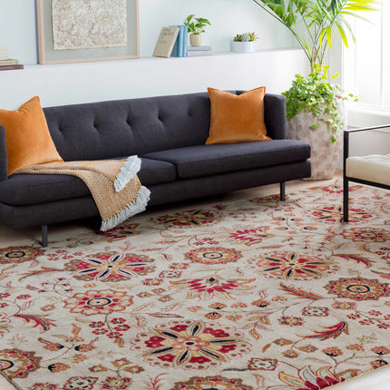 Longford Beige Floral Wool Carpet Rugs TriadCommerceInc