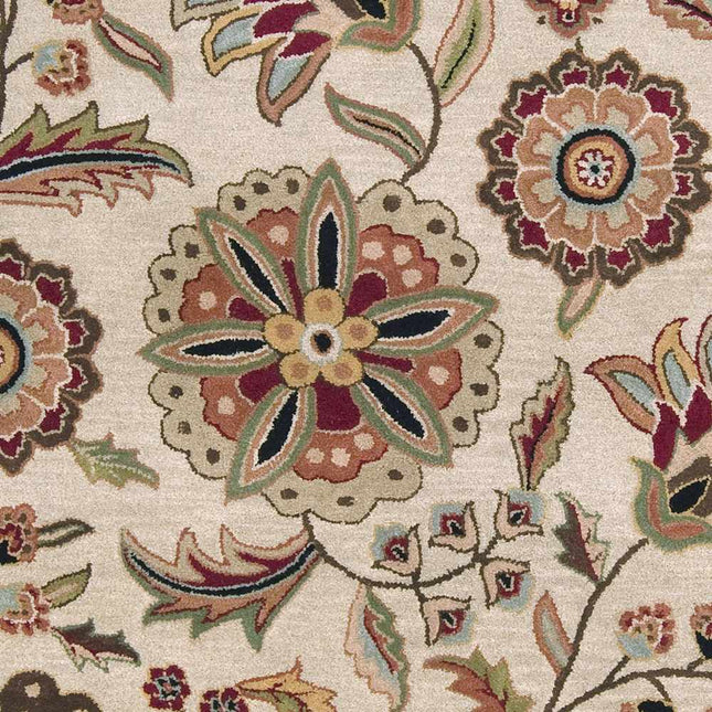 Longford Beige Floral Wool Carpet Rugs TriadCommerceInc