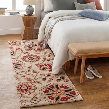 Longford Beige Floral Wool Carpet Rugs TriadCommerceInc