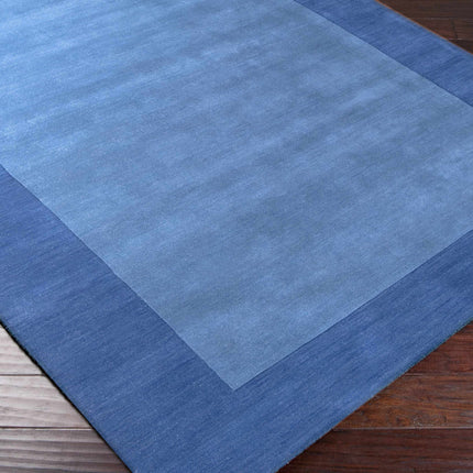 Macedon Blue Bordered Wool Rug Rugs TriadCommerceInc