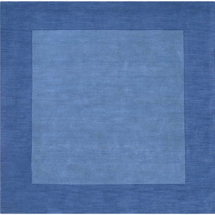 Macedon Blue Bordered Wool Rug Rugs TriadCommerceInc 8' Square