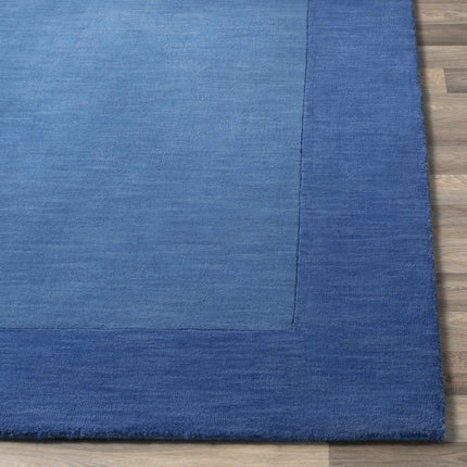 Macedon Blue Bordered Wool Rug Rugs TriadCommerceInc