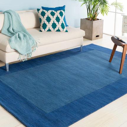 Macedon Blue Bordered Wool Rug Rugs TriadCommerceInc