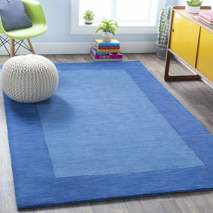 Macedon Blue Bordered Wool Rug Rugs TriadCommerceInc