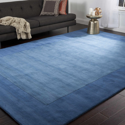Macedon Blue Bordered Wool Rug Rugs TriadCommerceInc