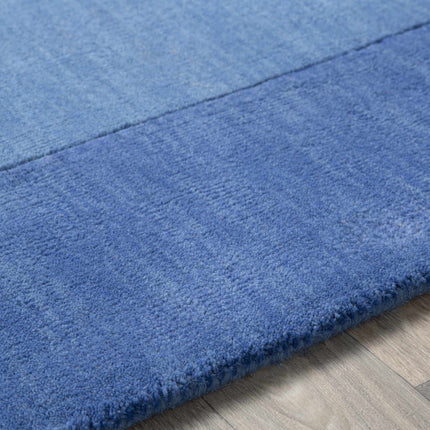 Macedon Blue Bordered Wool Rug Rugs TriadCommerceInc