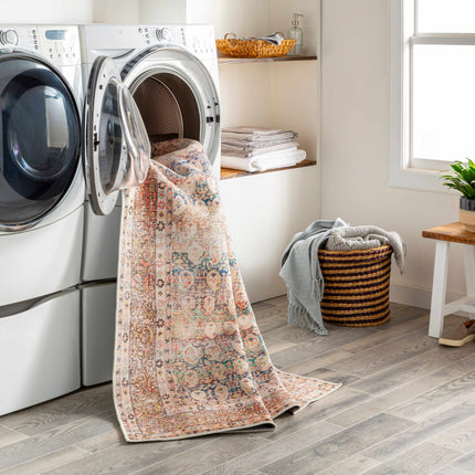 Rust Maligaya Distressed Washable Area Rug - Clearance Rugs TriadCommerceInc