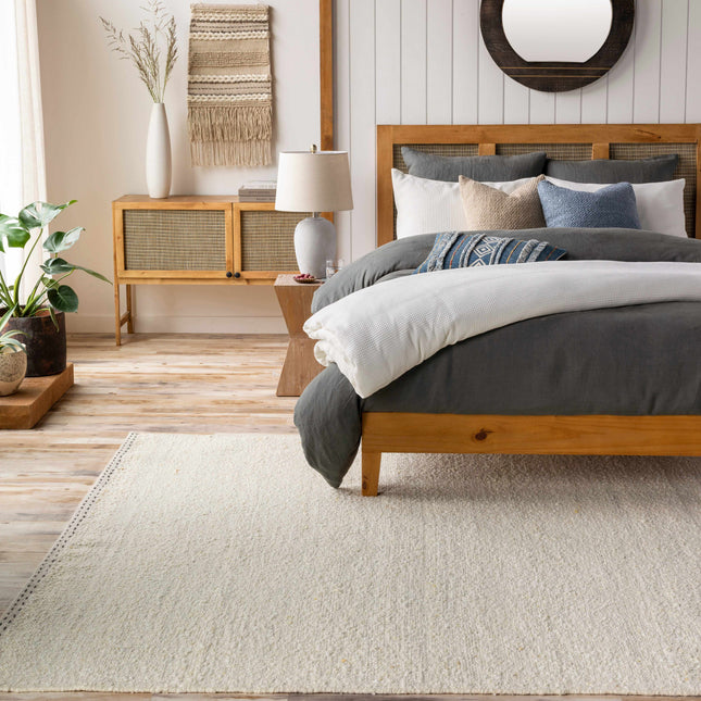 Yaniklar Cream Flat Woven Wool Rug Rugs TriadCommerceInc