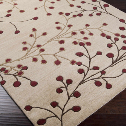 Elsu Beige&Burgandy Wool Rug Rugs TriadCommerceInc