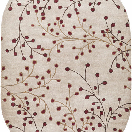 Elsu Beige&Burgandy Wool Rug Rugs TriadCommerceInc 6' x 9' Oval