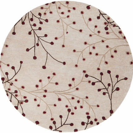 Elsu Beige&Burgandy Wool Rug Rugs TriadCommerceInc 6' Round