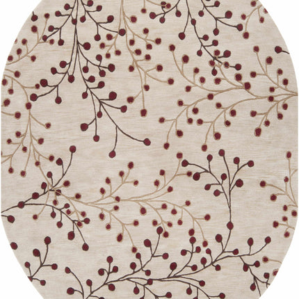Elsu Beige&Burgandy Wool Rug Rugs TriadCommerceInc 8' x 10' Oval
