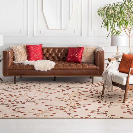 Elsu Beige&Burgandy Wool Rug Rugs TriadCommerceInc