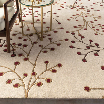 Elsu Beige&Burgandy Wool Rug Rugs TriadCommerceInc