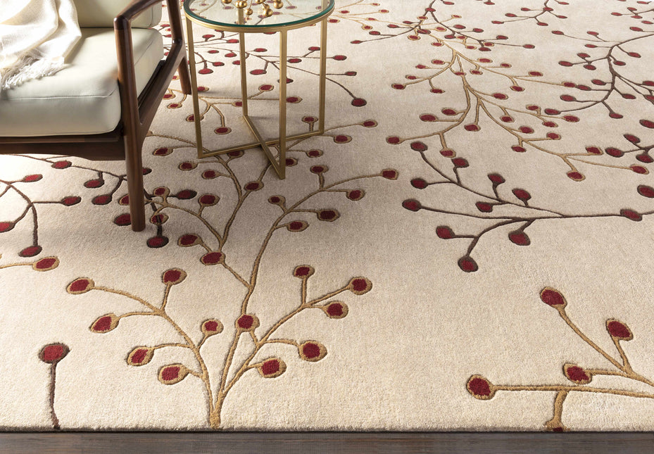 Elsu Beige&Burgandy Wool Rug Rugs TriadCommerceInc
