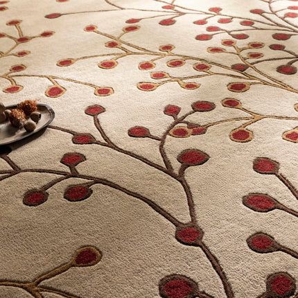Elsu Beige&Burgandy Wool Rug Rugs TriadCommerceInc