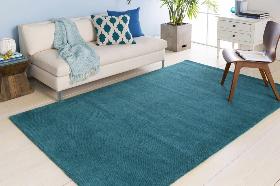 Brockton Solid Wool Teal Area Rug Rugs TriadCommerceInc
