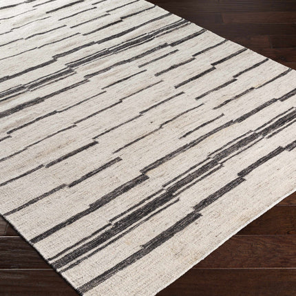 Moorebank Black Striped Wool Rug Rugs TriadCommerceInc