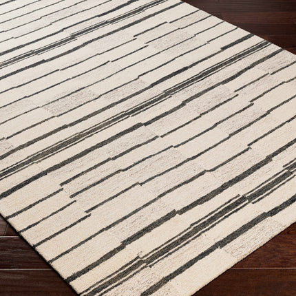 Moorebank Black Striped Wool Rug Rugs TriadCommerceInc