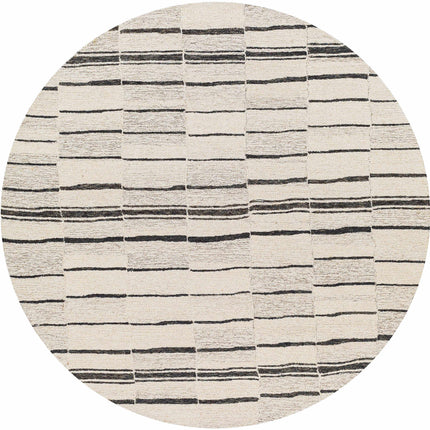 Moorebank Black Striped Wool Rug Rugs TriadCommerceInc 6' Round