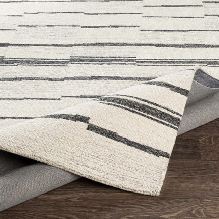 Moorebank Black Striped Wool Rug Rugs TriadCommerceInc