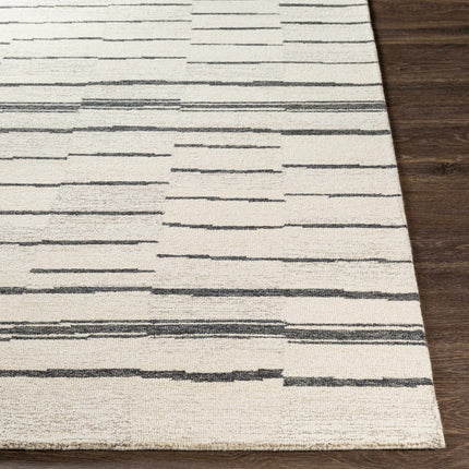 Moorebank Black Striped Wool Rug Rugs TriadCommerceInc