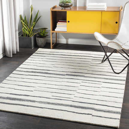Moorebank Black Striped Wool Rug Rugs TriadCommerceInc