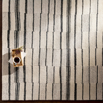 Moorebank Black Striped Wool Rug Rugs TriadCommerceInc