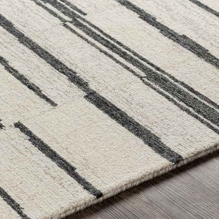 Moorebank Black Striped Wool Rug Rugs TriadCommerceInc
