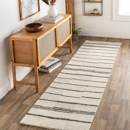 Moorebank Black Striped Wool Rug Rugs TriadCommerceInc
