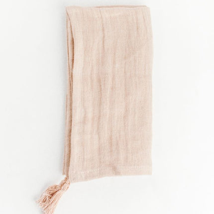 Stone Washed Linen Tasseled Napkins Cloth Napkins TriadCommerceInc Blush Set of 2