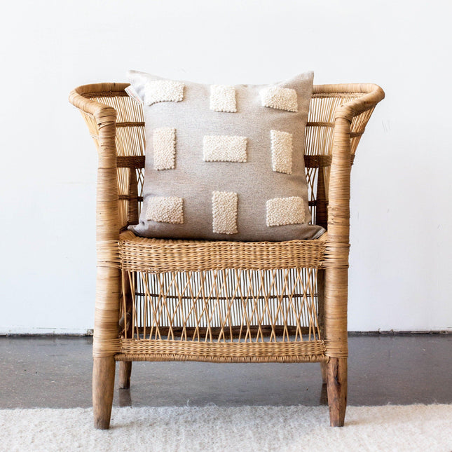 Blocks Organic Natural White Cotton Throw Pillow Pillows TriadCommerceInc