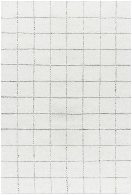 Nissa White Gray Checkered Wool Rug Rugs TriadCommerceInc 5' x 7'6" Rectangle