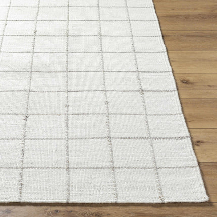 Nissa White Gray Checkered Wool Rug Rugs TriadCommerceInc