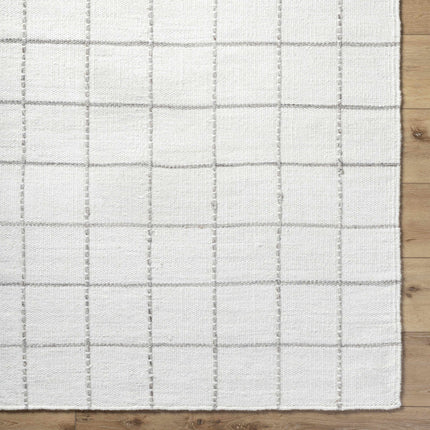 Nissa White Gray Checkered Wool Rug Rugs TriadCommerceInc