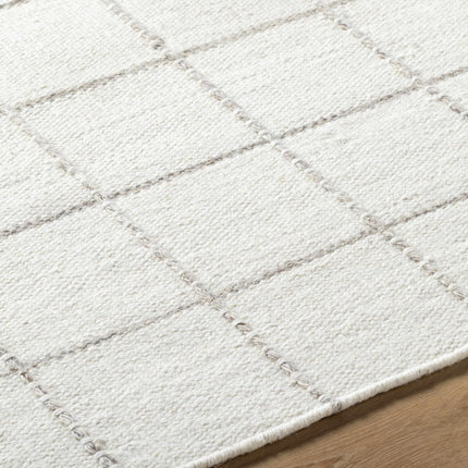 Nissa White Gray Checkered Wool Rug Rugs TriadCommerceInc