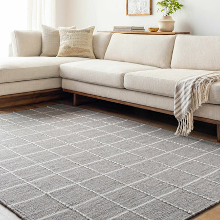 Nissa Gray Checkered Wool Rug Rugs TriadCommerceInc