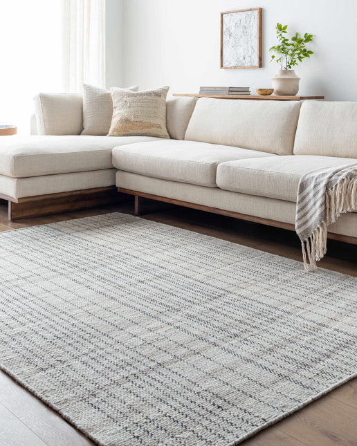 Nissa Gray Blue Checkered Wool Rug Rugs TriadCommerceInc