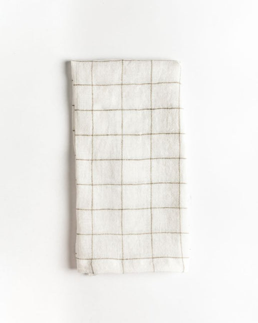 Stone Washed Linen Windowpane Napkins Cloth Napkins TriadCommerceInc Taupe Single 