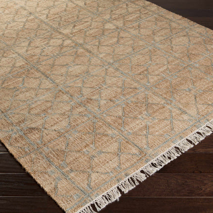 Rice Dusty Sage Fringed Jute Carpet Rugs TriadCommerceInc