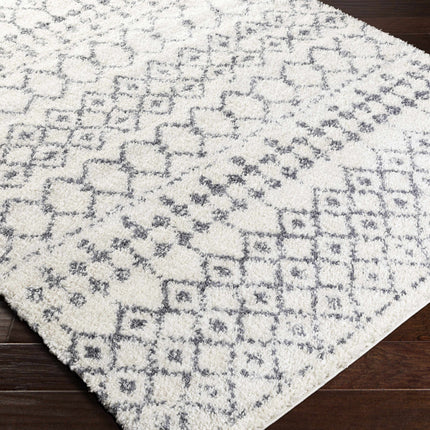 Navassa White/Gray Trellis Plush Rug Rugs TriadCommerceInc