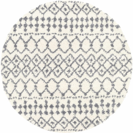 Navassa White/Gray Trellis Plush Rug Rugs TriadCommerceInc 5'3" Round
