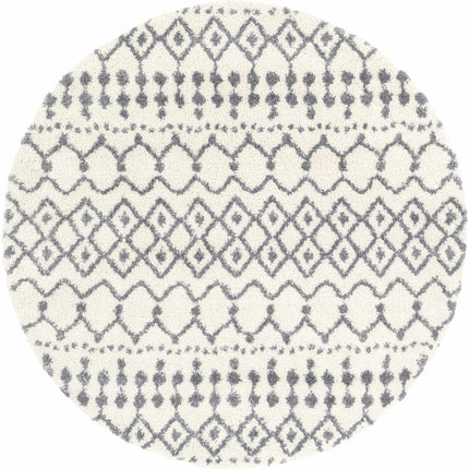 Navassa White/Gray Trellis Plush Rug Rugs TriadCommerceInc 6'7" Round