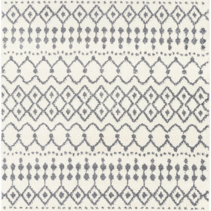 Navassa White/Gray Trellis Plush Rug Rugs TriadCommerceInc 6'7" Square